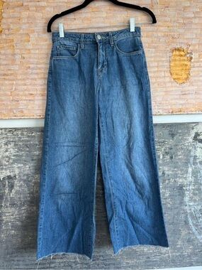 L'AGENCE Medium Blue Denim Jeans with Button Detail